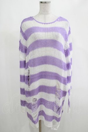 画像: KILL STAR / Viola Knit Sweater L ホワイト×パープル H-25-03-07-1068-SL-TO-KB-ZY