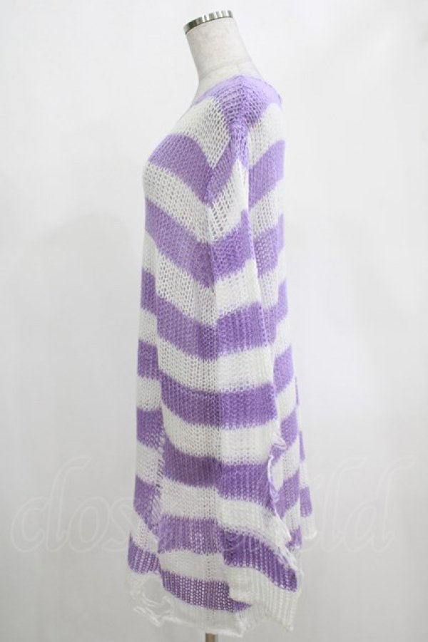 画像2: KILL STAR / Viola Knit Sweater L ホワイト×パープル H-25-03-07-1068-SL-TO-KB-ZY (2)
