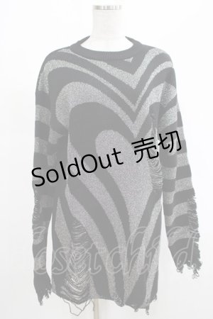 画像: KILL STAR / Libi Sweater XS 黒×シルバーグレー H-25-03-07-1073-SL-TO-KB-ZH