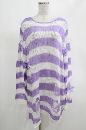 画像: KILL STAR / Viola Knit Sweater L ホワイト×パープル H-25-03-07-1076-SL-TO-KB-ZI