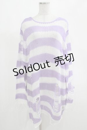 画像: KILL STAR / Viola Knit Sweater L ホワイト×パープル H-25-03-07-1076-SL-TO-KB-ZI