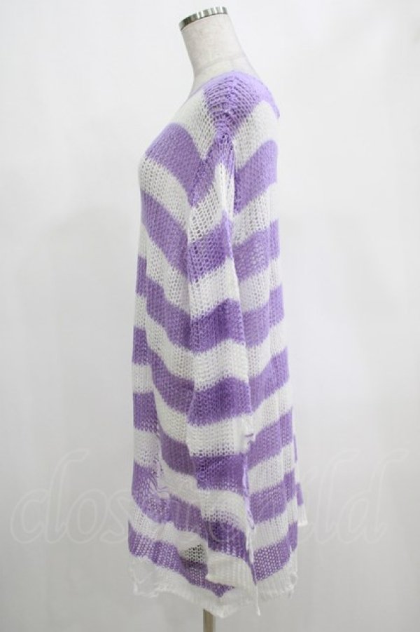 画像2: KILL STAR / Viola Knit Sweater L ホワイト×パープル H-25-03-07-1076-SL-TO-KB-ZI (2)