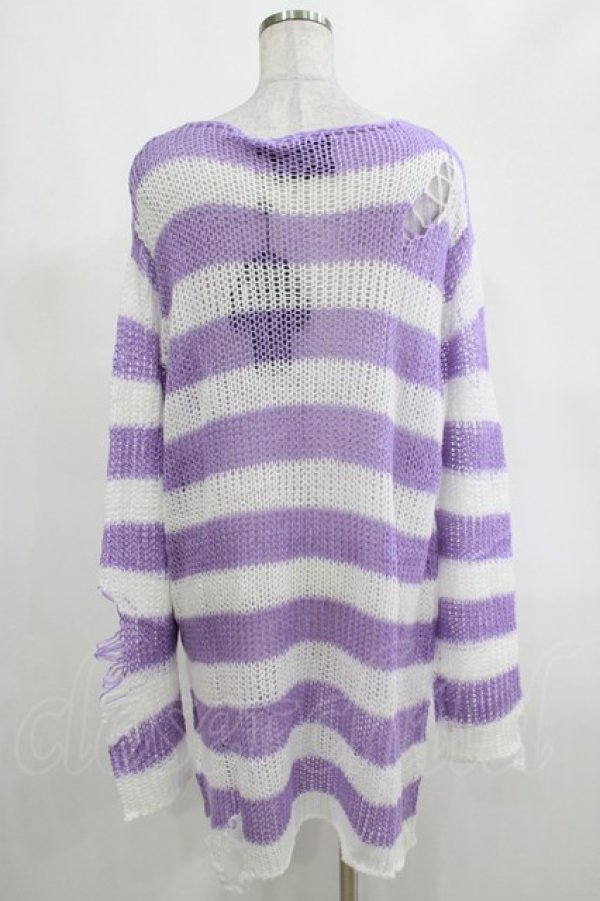 画像3: KILL STAR / Viola Knit Sweater L ホワイト×パープル H-25-03-07-1076-SL-TO-KB-ZI (3)