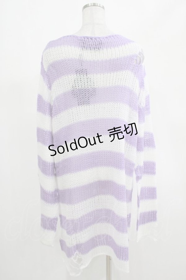 画像3: KILL STAR / Viola Knit Sweater L ホワイト×パープル H-25-03-07-1080-SL-TO-KB-ZT063 (3)