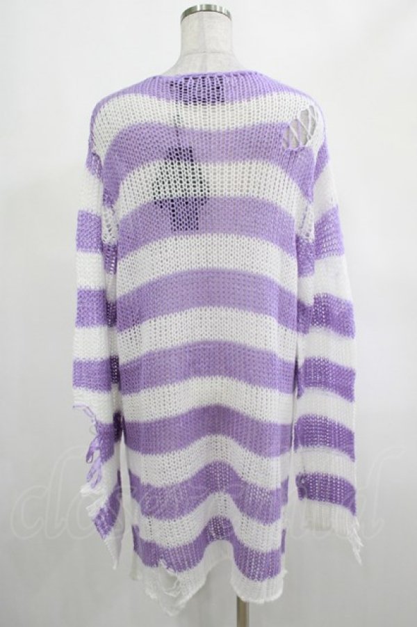 画像3: KILL STAR / Viola Knit Sweater L ホワイト×パープル H-25-03-07-1028-SL-TO-KB-ZH (3)