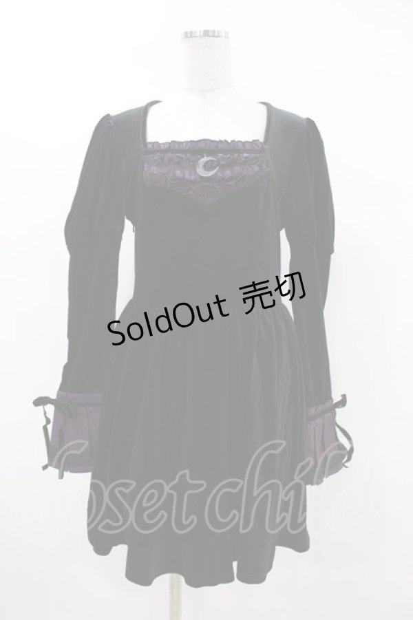 画像1: DARK IN LOVE / Walpurgis Night purple splicing dress L 黒 H-25-03-08-001-PU-OP-KB-ZH (1)