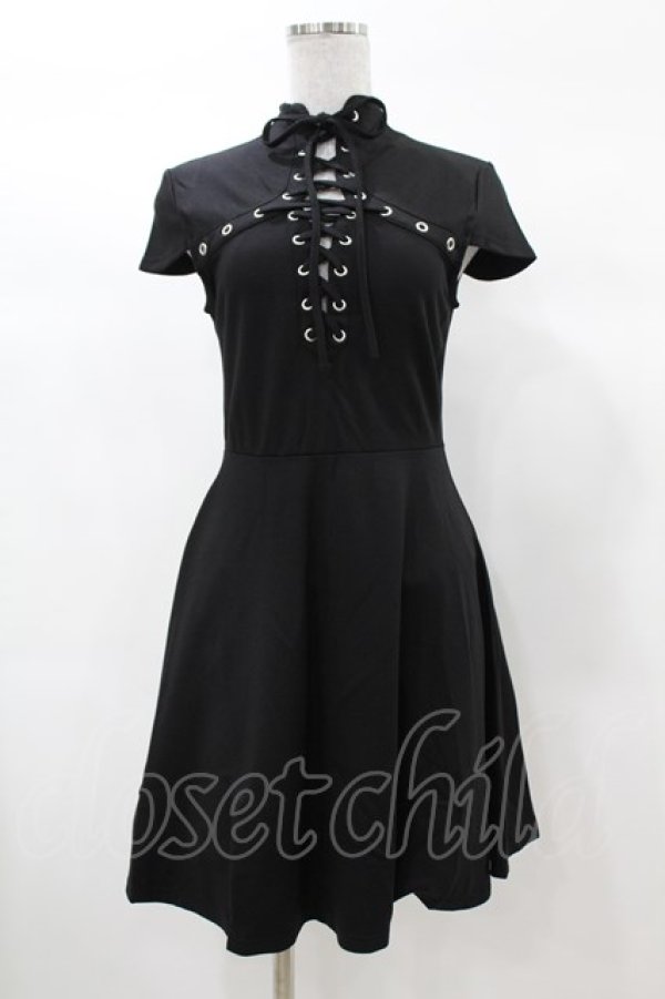 画像1: KILL STAR / Tied Up Skater Dress XS 黒 H-25-03-08-025-SL-OP-KB-ZH (1)
