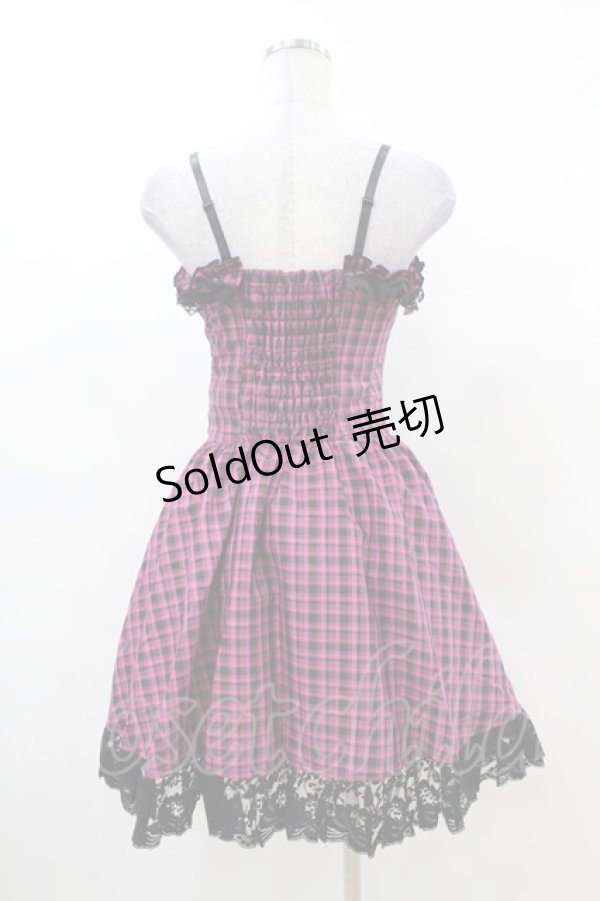 画像2: DARK IN LOVE / Rebel pink check sweet cool dress XS ピンク×ブラック H-25-03-08-026-PU-OP-KB-ZI (2)