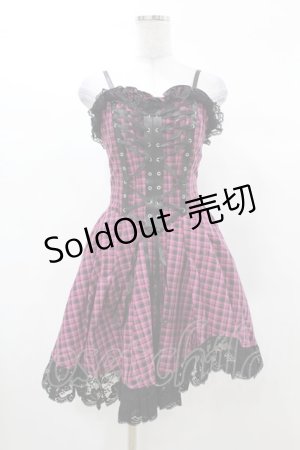 画像: DARK IN LOVE / Rebel pink check sweet cool dress XS ピンク×ブラック H-25-03-08-029-PU-OP-KB-ZH