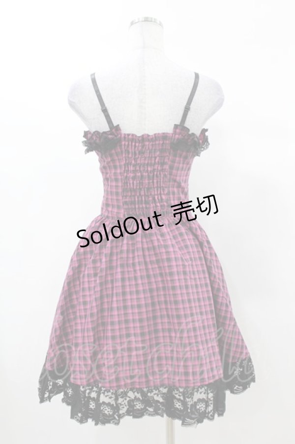 画像2: DARK IN LOVE / Rebel pink check sweet cool dress XS ピンク×ブラック H-25-03-08-029-PU-OP-KB-ZH (2)