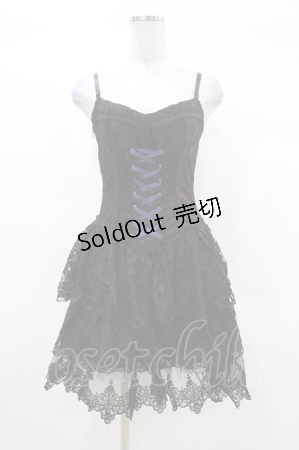 画像1: DARK IN LOVE / Gothic sexy black purple lace mini dress XS 黒×紫 H-25-03-08-032-PU-OP-KB-ZH (1)