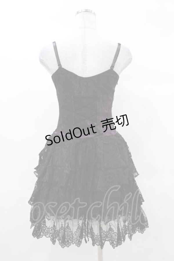 画像2: DARK IN LOVE / Gothic sexy black purple lace mini dress XS 黒×紫 H-25-03-08-032-PU-OP-KB-ZH (2)