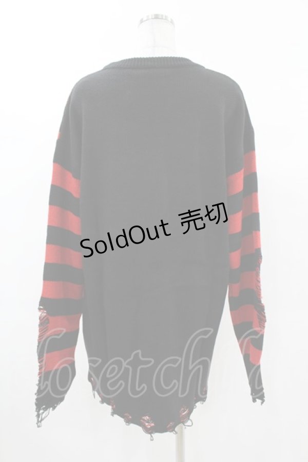 画像2: KILL STAR / Libi Sweater M 黒×赤 H-25-03-09-050-SL-TO-KB-ZH (2)