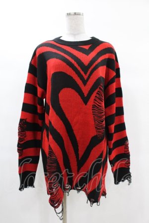 画像: KILL STAR / Libi Sweater M 黒×赤 H-25-03-09-051-SL-TO-KB-ZH
