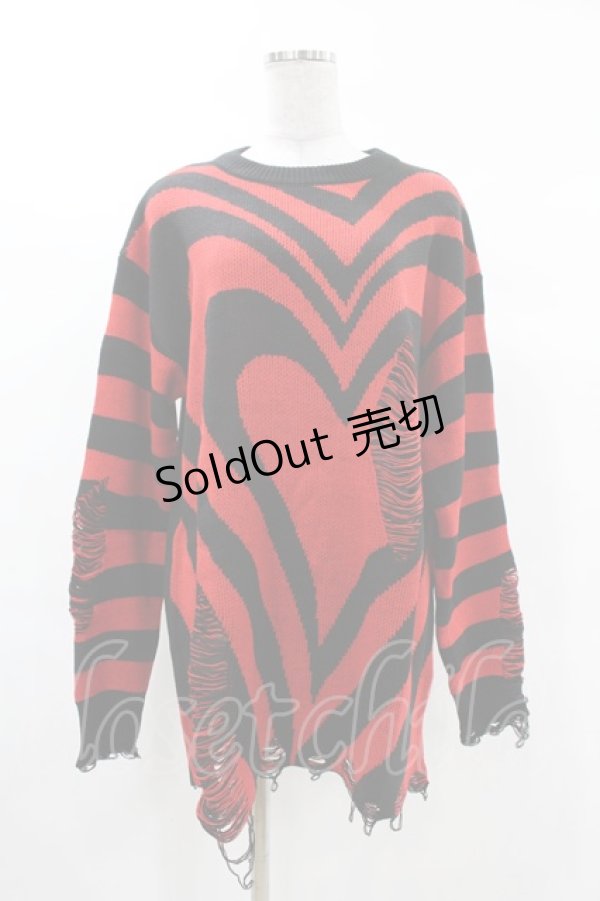 画像1: KILL STAR / Libi Sweater M 黒×赤 H-25-03-09-051-SL-TO-KB-ZT357 (1)