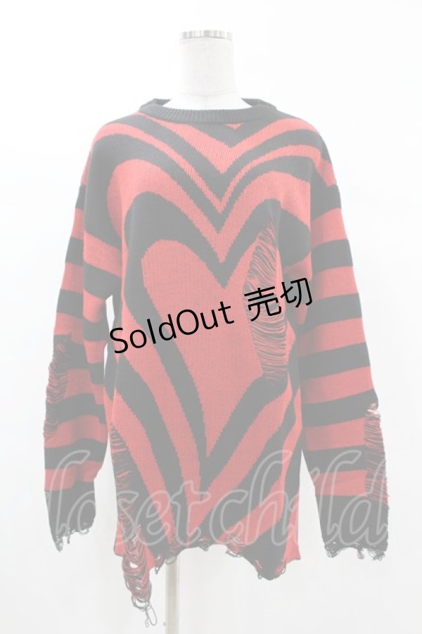 画像1: KILL STAR / Libi Sweater XS 黒×赤 H-25-03-09-052-SL-TO-KB-ZI (1)