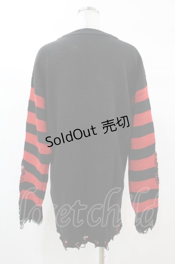 画像2: KILL STAR / Libi Sweater XS 黒×赤 H-25-03-09-052-SL-TO-KB-ZI (2)
