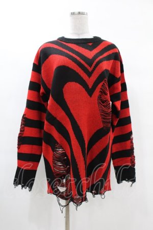 画像: KILL STAR / Libi Sweater XS 黒×赤 H-25-03-09-053-SL-TO-KB-ZH