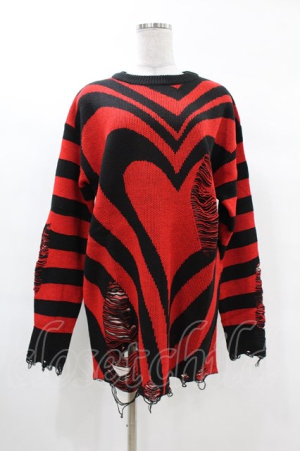 画像1: KILL STAR / Libi Sweater XS 黒×赤 H-25-03-09-053-SL-TO-KB-ZH (1)