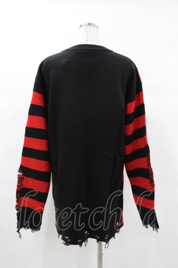 画像2: KILL STAR / Libi Sweater XS 黒×赤 H-25-03-09-053-SL-TO-KB-ZH (2)