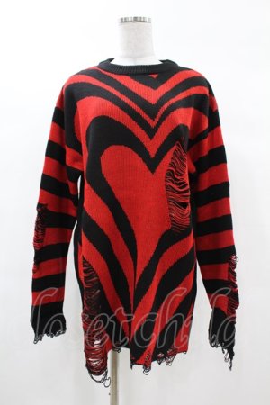画像: KILL STAR / Libi Sweater XS 黒×赤 H-25-03-09-055-SL-TO-KB-ZH