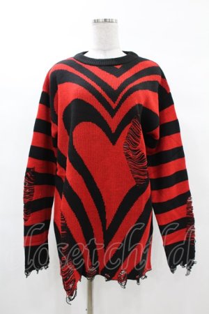 画像: KILL STAR / Libi Sweater XS 黒×赤 H-25-03-09-057-SL-TO-KB-ZH