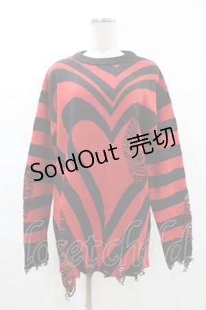 画像: KILL STAR / Libi Sweater XS 黒×赤 H-25-03-09-057-SL-TO-KB-ZH