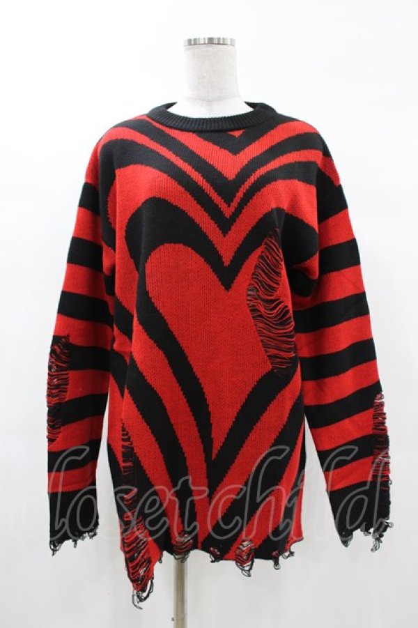 画像1: KILL STAR / Libi Sweater XS 黒×赤 H-25-03-09-057-SL-TO-KB-ZH (1)