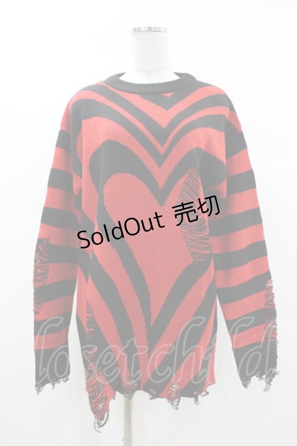 画像1: KILL STAR / Libi Sweater XS 黒×赤 H-25-03-09-057-SL-TO-KB-ZH (1)
