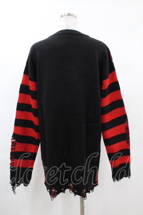 画像2: KILL STAR / Libi Sweater XS 黒×赤 H-25-03-09-057-SL-TO-KB-ZH (2)