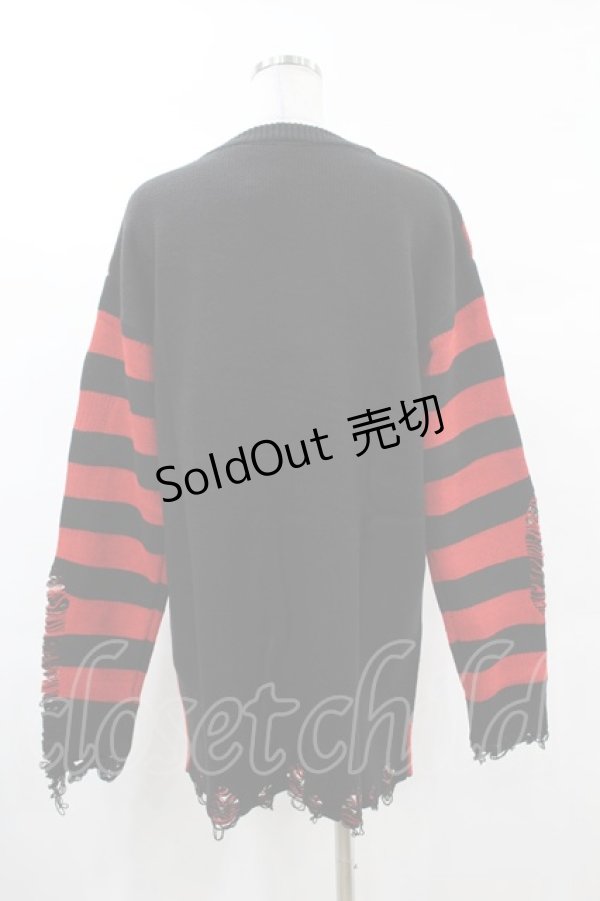 画像2: KILL STAR / Libi Sweater XS 黒×赤 H-25-03-09-057-SL-TO-KB-ZH (2)