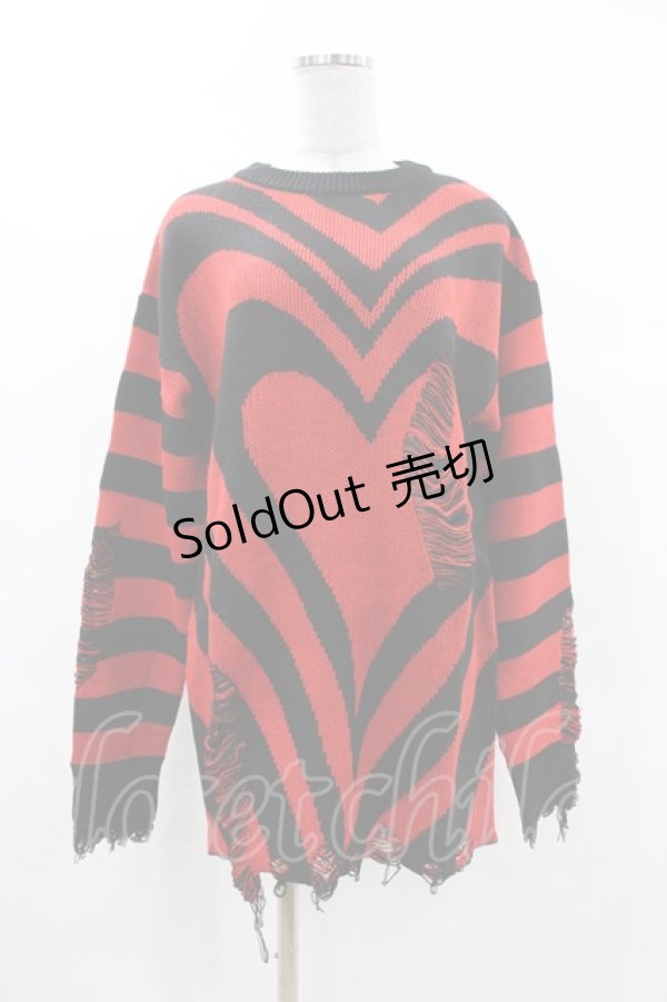 画像1: KILL STAR / Libi Sweater XS 黒×赤 H-25-03-09-058-SL-TO-KB-ZI (1)