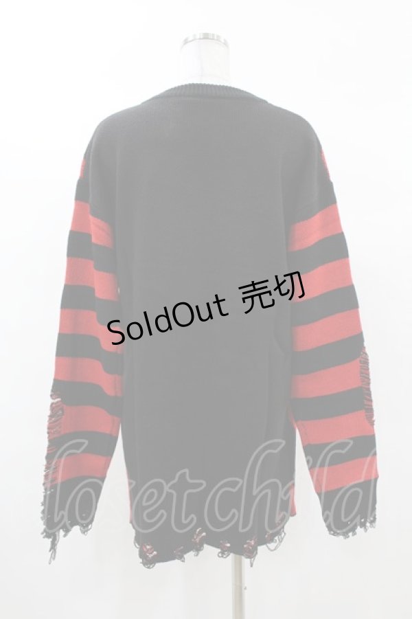 画像2: KILL STAR / Libi Sweater XS 黒×赤 H-25-03-09-058-SL-TO-KB-ZI (2)