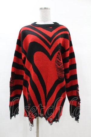 画像: KILL STAR / Libi Sweater XS 黒×赤 H-25-03-09-060-SL-TO-KB-ZT177