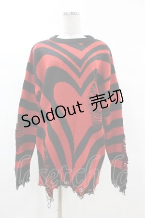 画像: KILL STAR / Libi Sweater XS 黒×赤 H-25-03-09-060-SL-TO-KB-ZT177