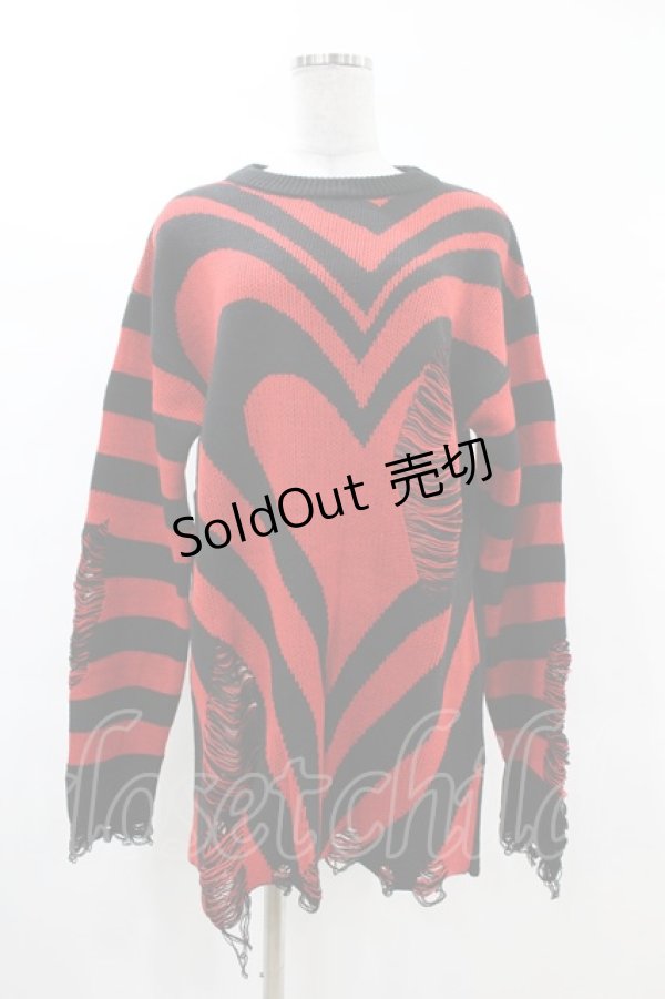 画像1: KILL STAR / Libi Sweater XS 黒×赤 H-25-03-09-062-SL-TO-KB-OS (1)