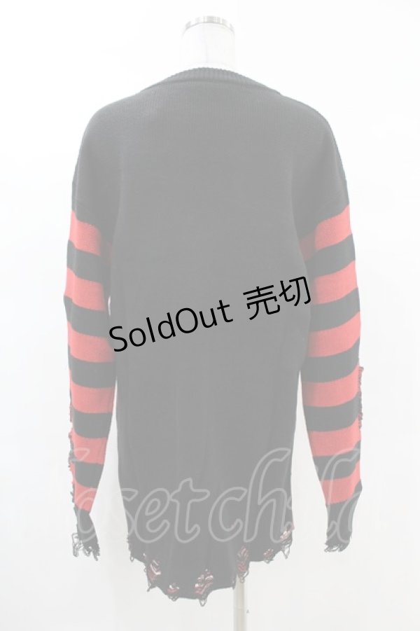 画像2: KILL STAR / Libi Sweater XS 黒×赤 H-25-03-09-062-SL-TO-KB-OS (2)