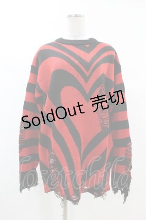 画像: KILL STAR / Libi Sweater XS 黒×赤 H-25-03-09-063-SL-TO-KB-ZI