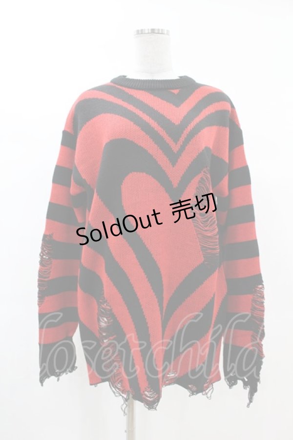 画像1: KILL STAR / Libi Sweater XS 黒×赤 H-25-03-09-063-SL-TO-KB-ZI (1)