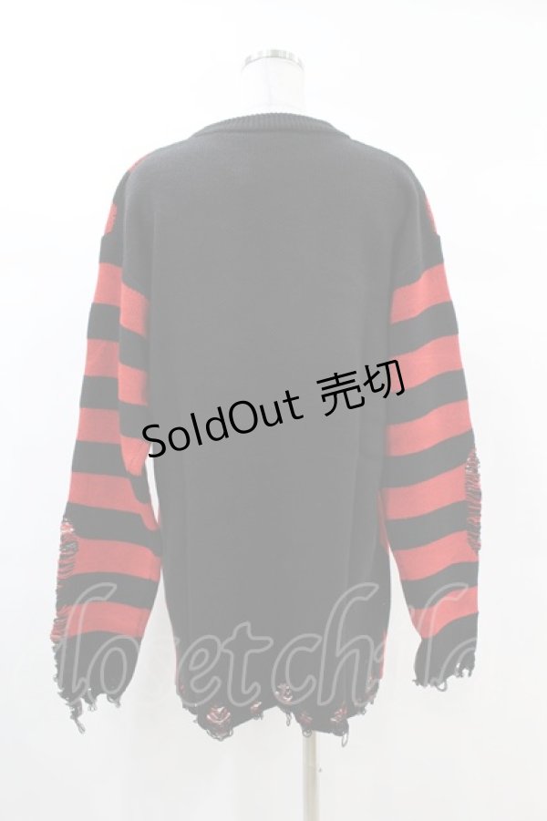 画像2: KILL STAR / Libi Sweater XS 黒×赤 H-25-03-09-063-SL-TO-KB-ZI (2)