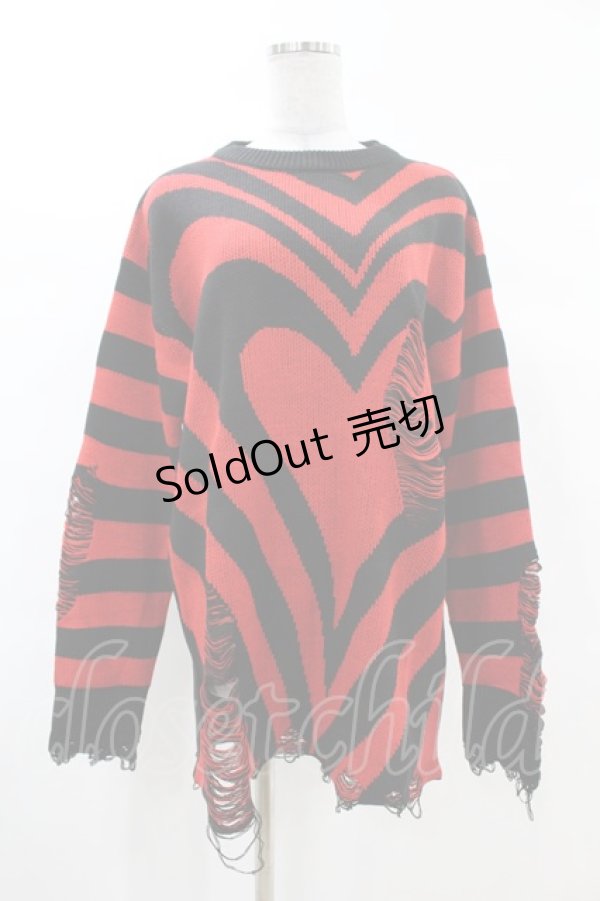 画像1: KILL STAR / Libi Sweater XS 黒×赤 H-25-03-09-064-SL-TO-KB-ZY (1)