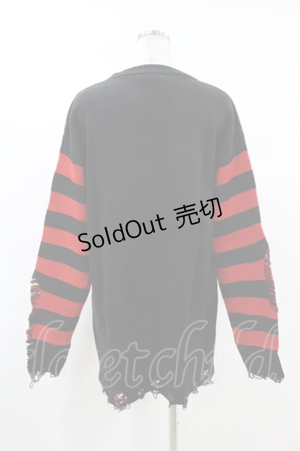 画像2: KILL STAR / Libi Sweater XS 黒×赤 H-25-03-09-064-SL-TO-KB-ZY (2)