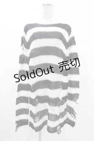 画像: KILL STAR / Pugsley Knit Sweater S 黒×白 H-25-03-09-011-SL-TO-KB-ZY