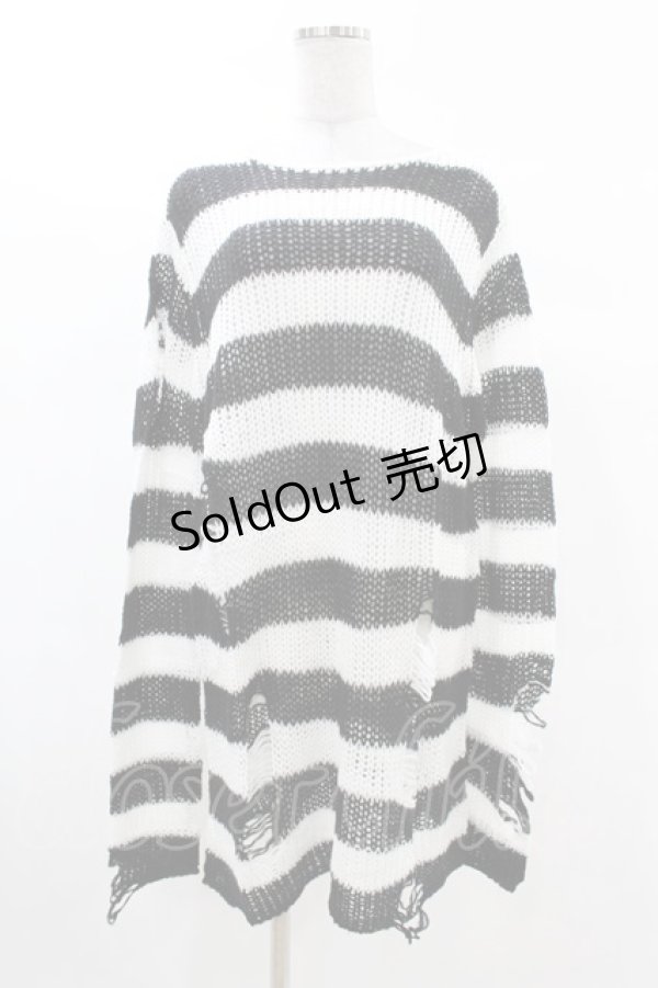 画像1: KILL STAR / Pugsley Knit Sweater S 黒×白 H-25-03-09-011-SL-TO-KB-ZY (1)