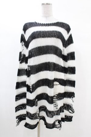 画像: KILL STAR / Pugsley Knit Sweater S 黒×白 H-25-03-09-016-SL-TO-KB-ZH