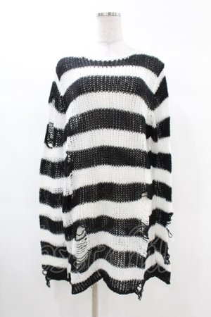 画像: KILL STAR / Pugsley Knit Sweater S 黒×白 H-25-03-09-017-SL-TO-KB-ZH