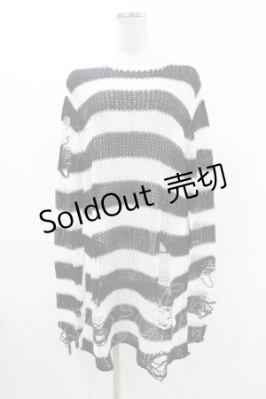 画像: KILL STAR / Pugsley Knit Sweater S 黒×白 H-25-03-09-018-SL-TO-KB-ZH