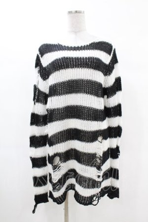 画像: KILL STAR / Pugsley Knit Sweater XS 黒×白 H-25-03-09-019-SL-TO-KB-OS