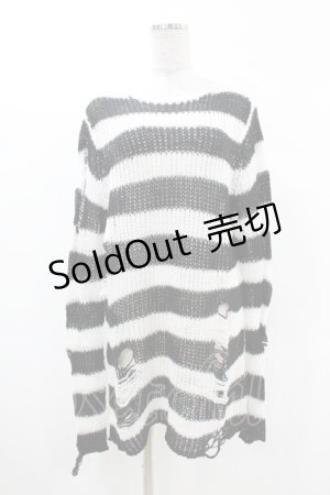 画像: KILL STAR / Pugsley Knit Sweater XS 黒×白 H-25-03-09-019-SL-TO-KB-OS