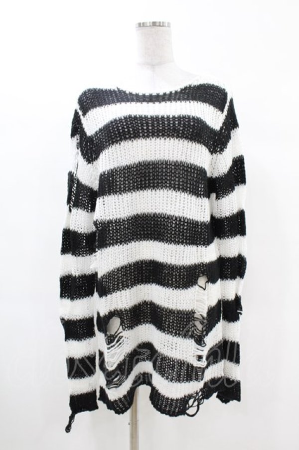 画像1: KILL STAR / Pugsley Knit Sweater XS 黒×白 H-25-03-09-019-SL-TO-KB-OS (1)